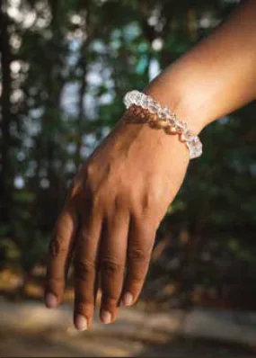 White Bracelet worn on the wrist