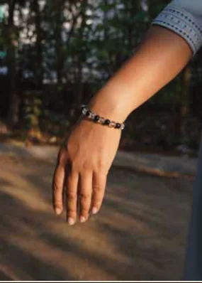 Black & White Bracelet worn on the wrist