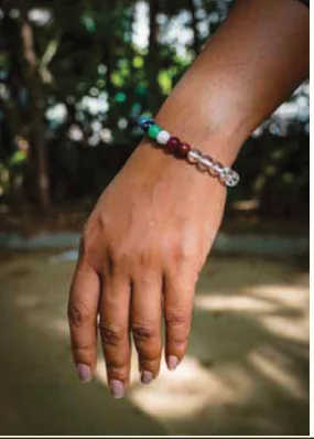 7 Chakra Bracelet worn on the wrist