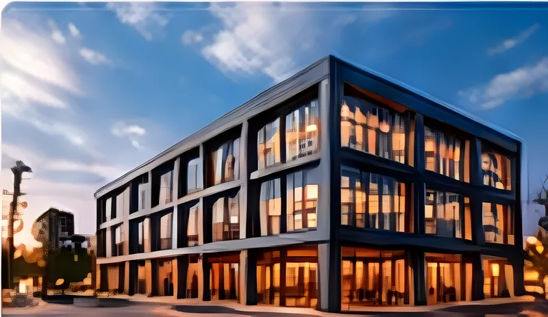 Commercial building at dusk, the subject of a Commercial Vastu assessment