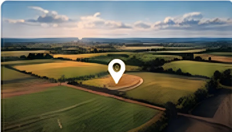 Aerial view of farmland marked for a Land Vastu assessment
